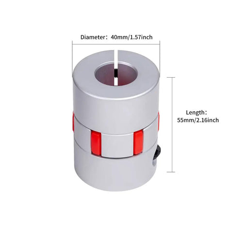 40Mm By 55Mm Aluminum Shaft Coupling For Servo And Stepper Motors With 12Mm To 19Mm Bore Jaw Style Flexible Spider Coupler For 3D Printer DIY Encoder CNC Machines Beefy Heavy Duty Aviation Aluminum Anodized Finish, 40mm x 55mm