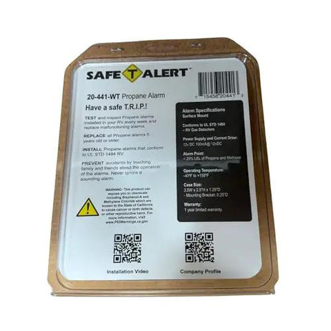 Packaging of Propane Gas Alarm For RVs And Travel Trailers Surface Mount White 20 Series 20-441-P-WT