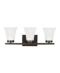 Bayfield Three Light Wall Bath Vanity Fixture In Bronze, Modern Steel Frame, Easy Install, Slim 6.63 X 20 X 7.75 Inch Design