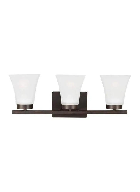 Bayfield Three Light Wall Bath Vanity Fixture In Bronze, Modern Steel Frame, Easy Install, Slim 6.63 X 20 X 7.75 Inch Design