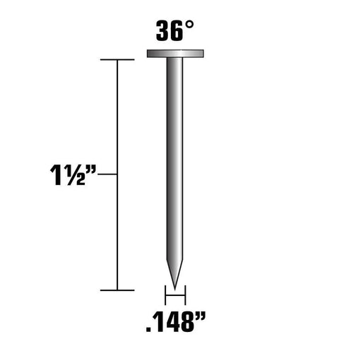 One And A Half Inch Framing Nails With Smooth Shank 0.148 Inch Gauge 36 Degree Strap Tite Paper Taped Metal Connector Nails