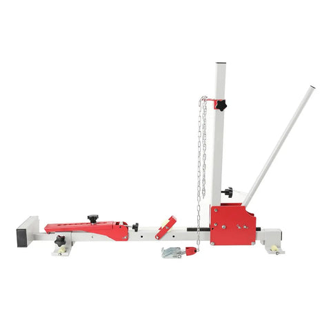 Heavy-Duty Car Dent Removal Puller Tower, Adjustable 100 To 800 Mm, metal tool showing side view with chain and handle.