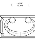Diagram of 25 Pack Matte Black Bail Pull Backplates With Screws Must-Have Zinc Alloy Build, 3-3/4 Inches, 1-1/4 Inches, 51 mm wide.