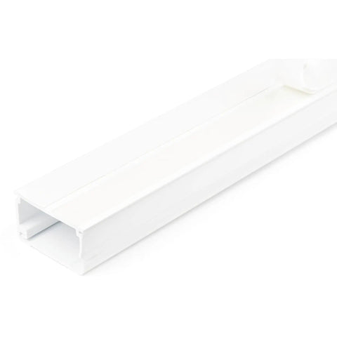 Solid Cable Management Raceway With Adhesive Tape And Clear Cover 1.75 Inch Wide By 1.13 Inch High 6 Foot Long PVC Wall Mounted Cord Hider