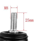 Close-up of M8x25mm bolt on Four M8x25mm PU Rotating Caster Set, Load Bearing 240kg Total Capacity, with TPE soft rubber.