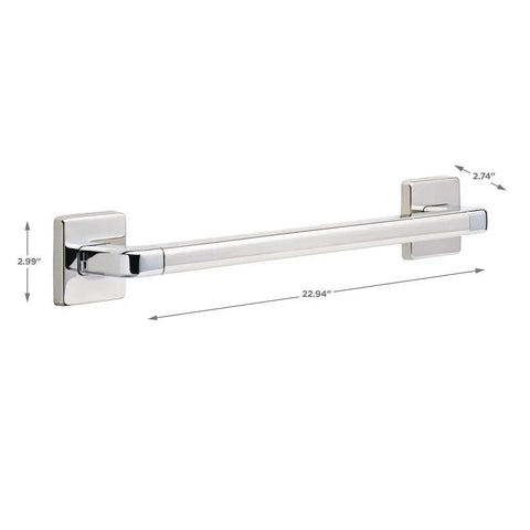 18 Inch ADA Bath Grab Bar In Polished Chrome, Angular Modern Decorative Design With Concealed Mounting, 1 1/4 Inch Bar Diameter