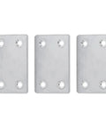 Three heavy duty stainless steel corner brackets for furniture repair, L shape mending plates with four pre drilled holes, brushed finish, 60x38mm.