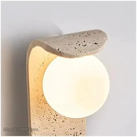 Cream LED Wall Sconce, 9 x 25 cm Modern Warm White Wall Lamp with Stone and Glass Design for Bedroom, Hallway, Hotel(Color:Cool White) - close-up view