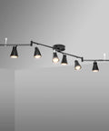 Dope Flexible Track Lighting Fixture With Foldable Arm And Eight Adjustable GU10 Heads Matte Black Ceiling Spotlight Kit