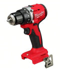 18V M18 Compact Brushless Drill Driver Half Inch Chuck With 550 Inch Pounds Of Torque, red ergonomic design, ideal for tight spaces.