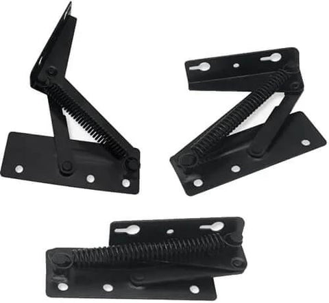 Two Pieces 80 Degree Foldable Lift Bracket With Black Spring Hinge for sofa lifters and furniture storage hinges, left or right mount