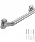 Heavy Duty Stainless Steel Bathroom Safety Grab Bar With A Tight No Slip Grip For Shower Or Tub Ada Compliant Beefy Handrail Support For Seniors Fly Brushed Finish Eighteen Inch Rig with installation screws
