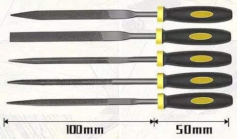 Set of 5 assorted metal files from 28 Piece 3D Printer Tools Kit With Storage Case for leveling and fine tuning
