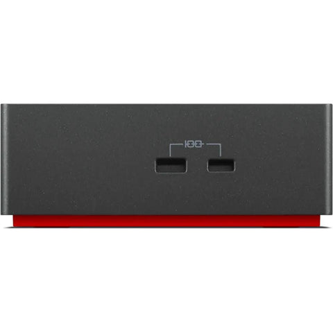 Thunderbolt 4 Workstation Dock With 230W Charging, 4K Output, showing front view with ports on top and a sleek black design.