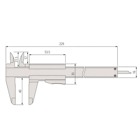 Diagram of Stainless Steel Four Way Vernier Calipers for Inside Outside Depth and Step Measurements Inch to Metric