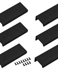 Edge Pull Handles For Cabinets And Drawers, 3.15 Inch Aluminum Finger Edge Pulls In Black, 6 Pack with screws included