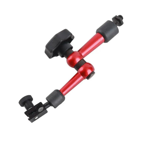Red Magnetic Base Holder For Test Indicator With M5 Thread, Universal Flexible Arm Stand, Black Knobs, Precision Measuring On Metal Surfaces