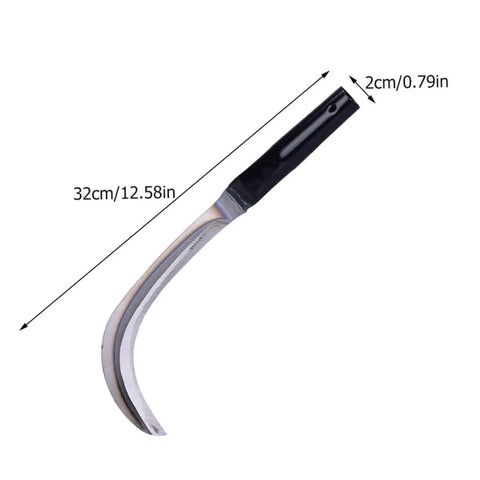 Two Pack Handheld Mowing Sickle for Harvesting And Weeding Comfy Grip, manganese steel with measurements 32cm x 2cm