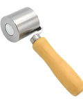 Metal seam roller with wooden handle and chrome wheel for Eternabond tape roof repair