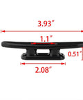 Heavy Duty 4 Inch Black Nylon Marine Dock Cleats 4 Pack With Premium Stainless Steel Screws For Boat Yacht Rope Mooring, measurements displayed.