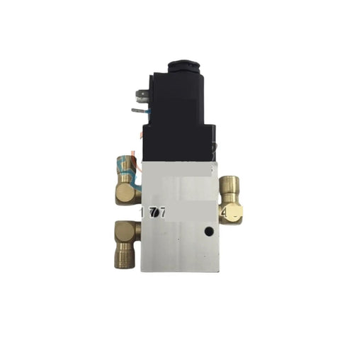 4 Way 2 Position Solenoid Valve Replacement For PM52 SM74 SX74 Printers, 1 Piece, Compatible With S9.184.1051 Model, silver and brass