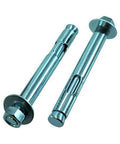 Close-up of Three Eighths Inch By Four Inch Zinc Plated Hex Head Sleeve Anchors Pack Of Twelve For Concrete And Masonry Fastening.