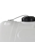 40 Gallon Deluxe UTV Spot Sprayer With 2.2 GPM 70 PSI Max, close-up of cap and hose on white tank