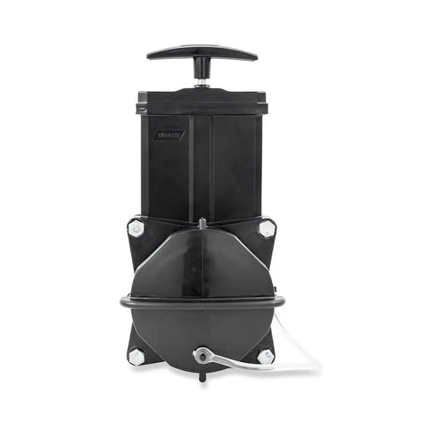 Front view of Ready-To-Use Gate Valve with Built-In Clear Adapter for 3-Inch Sewer Fittings, durable black construction, RV use