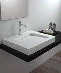 Fresh Modern White Vessel Sink Built Tough From Premium Engineered Stone For A Top Tier Bathroom Remodel With Seamless Over Counter Design.