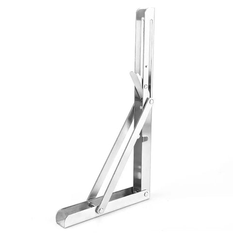 Wall Mounted Folding Shelf Bracket, Thickened Stainless Steel, 8 Inch Folding Shelf Support for Tables, Shelves, and Workbenches