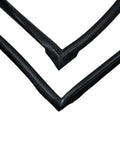 Rubber door seal gasket for shipping containers, 2-piece set; corner close-up of black seal.