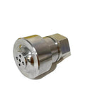Front view of metal waterjet seal for HD-HHP cylinder; circular head with four small holes