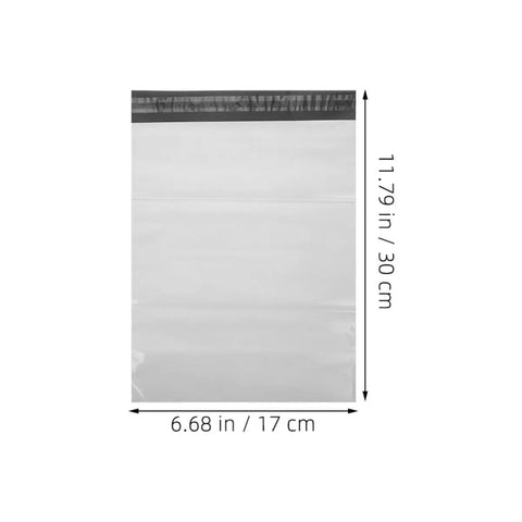 Waterproof Self Sealing PE Shipping Bags For Clothing And Shoes, 100 Pack, showing size 11.79x6.68 inches