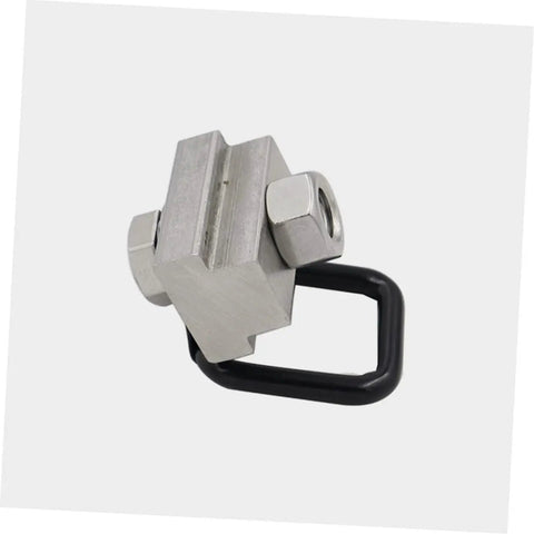 Heavy Duty D Ring Tie Down Anchors Bolt Directly To Truck Bed Rails Or Boat Trailers Slick Drop In Fitment No Cutting Needed close-up view of stainless steel anchor with D-ring.