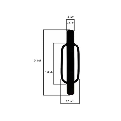 Heavy Duty 24 Inch Fence Post Driver With Handle 12 Pound Steel Post Pounder Rammer dimensions illustration