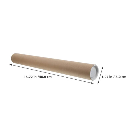 10 Pack Kraft Paperboard Poster Tubes With Plastic Caps, 50mm Inner Diameter And 40cm Length, tube shown with measurements