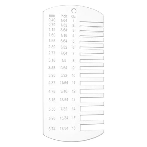 Acrylic Leather Thickness Gauge Tool For Quick Handy Measurements Of Metal Plate Thickness And Wire Diameter shown vertically