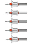 Top Shelf 5Pc Adjustable Depth Stop Countersink Drill Bit Kit For Hardwood, Plywood And Board Installation showing chrome carbide bits.