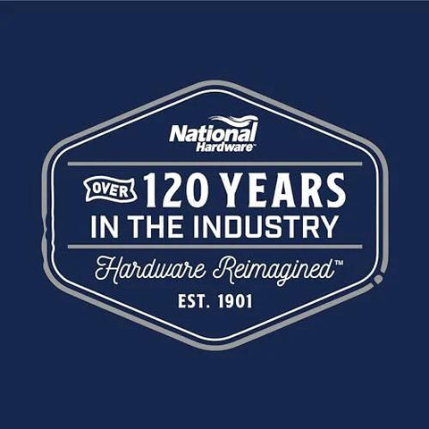 National Hardware logo celebrating over 120 years in the industry since 1901, slogan 'Hardware Reimagined'.