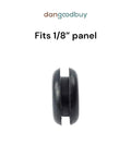 Side view of Buna N Rubber Grommet for Nine Sixteenth Inch Hole in One Eighth Inch Thick Panel, highlighting fit and thickness.