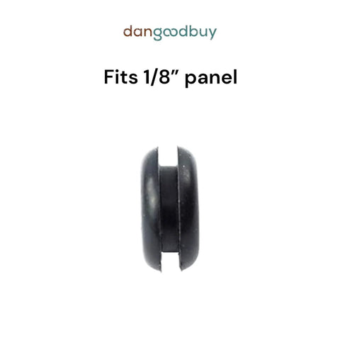 Side view of Buna N Rubber Grommet for Nine Sixteenth Inch Hole in One Eighth Inch Thick Panel, highlighting fit and thickness.