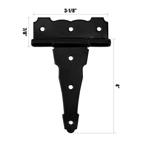 4 Inch Decorative T Strap Hinges Set With Screws Built To Last Heavy Duty Black Tee Hinges For Sheds Gates Barn Doors And More