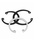 Hot Pick Heavy Duty Black Carbon Steel M40 Shaft Clamps And Hole Washers Plus Snap Retainers For Home DIY Fixes Fasteners Set! black and silver retaining rings on white background.