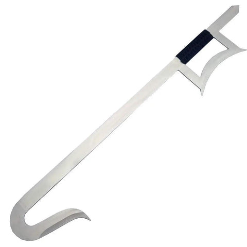 Twin Hook Sword Set For Kung Fu Wu Shu Training, Cord Wrapped Grips, full tang 440 black stainless steel, single sword view