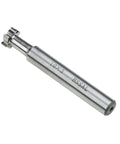 HSS T-slot end mill cutter, 10mm dia, 6-flute, 6mm shank, 65mm length (side view)