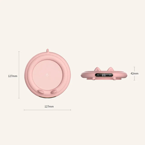 Smart Coffee Mug Warmer With Digital Display And Three Heat Settings Touch Switch Electric Cup Heating Pad To Keep Your Daily Brew Nice And Toasty Ultimate Winter Gift Beige, 127mm round size, pink color.