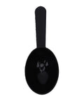 Black plastic coffee scoop designed for Portable Travel Coffee Maker With Built In Grinder 16 Oz Brew Cup.