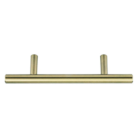 Golden Champagne Euro Bar Cabinet Pulls Five And Three Eighths Inch Length 3 Inch Hole Center One Half Inch Diameter Ten Pack Kitchen Cabinet And Drawer Handles Sleek Modern Hardware That Really Beefs Up Your Cabinets close-up