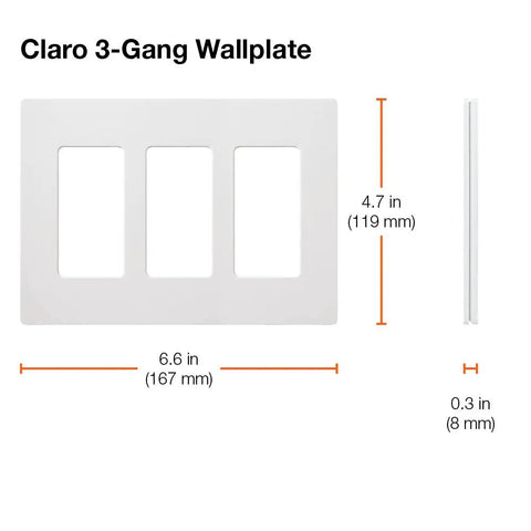 Dimensions of Stainless Steel 3 Gang Screwless Light Switch Cover Plate For Rocker Switches Decorator Wall Plate With Gloss Finish Easy Install Outlet Cover CW 3 SS