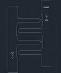 Technical drawing of JEONZ duct system with labeled flow directions, highlighting airflow paths in HVAC systems.